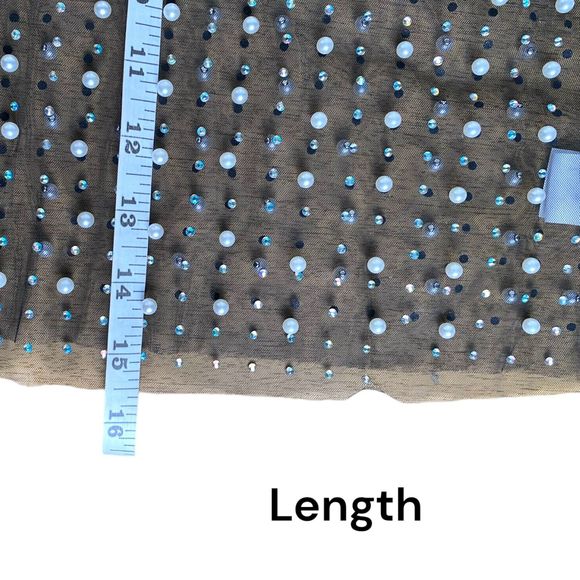 Love J Pearl & Gem Embellished See-Through Mesh Crop Top Large – 312 - Picture 9 of 10